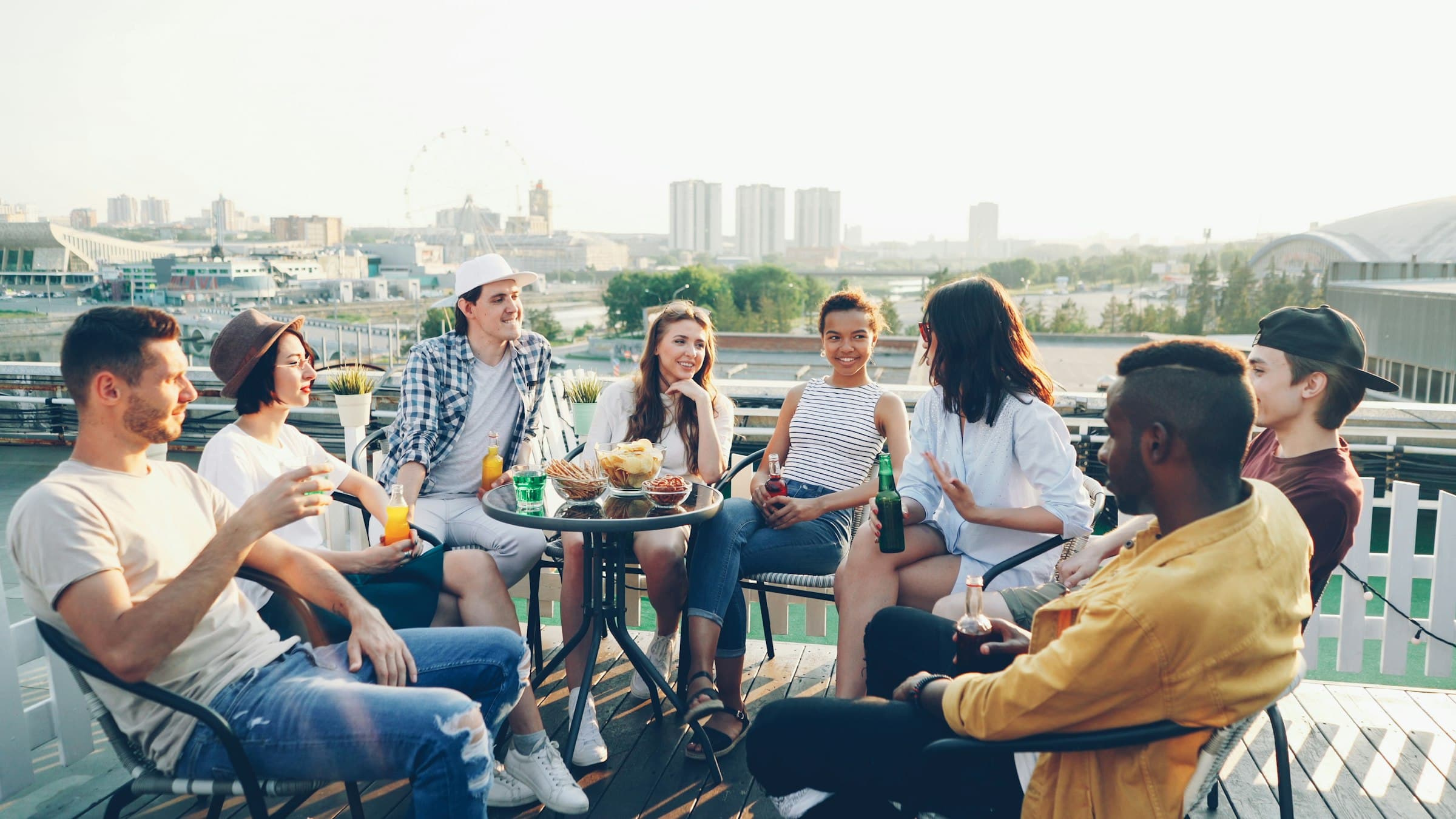 Tenants gathering on a rooftop terrace